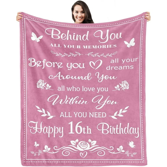 LHSHID Sweet 16 Birthday Gifts for Girls for 16 Year Old Girl Happy 16th Birthday Gifts for Teen Girls Unique Sixteen Gifts for Daughter Sister 16th Decorations Blanket 30x40in