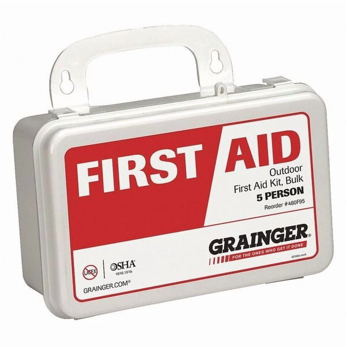 First Aid Kit and Housing, Plastic 66 Components, 5 People Served 59290
