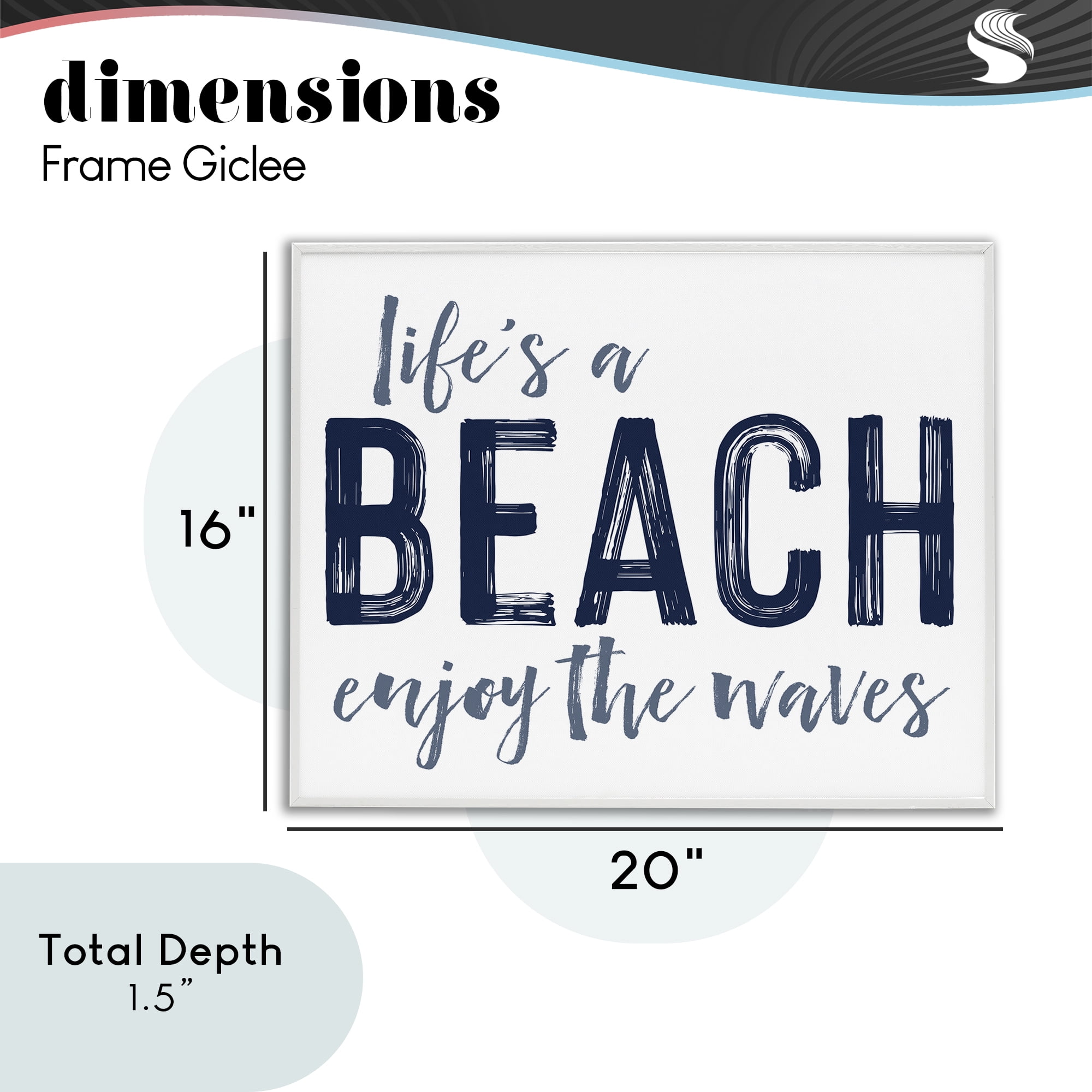 Summer Sentiment Enjoy Waves White Framed Giclee Art, design by Lettered and Lined