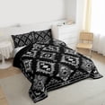 thumbnail image 3 of Castle Fairy Teens Southwestern Abstract Aztec Bedding Comforter Set 2pcs,Bohemian Geometric Black Grey Twin Comforter Sets Microfiber,Hippie Tribal Exotic Style Breathable Bedding Set, 3 of 8