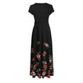 thumbnail image 5 of ICHUANYI Clearance Women's Floral Print Colorful Summer Dress Short Sleeve Dresses Beach Casual Maxi Sundress(Red, S) ICHUANYI WER2023081116399, 5 of 5