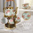 thumbnail image 2 of &nbsp;HDUTNGISN 20Pcs European Porcelain Tea Set,Saucers with Metal Holderfor Women,Flower Tea Set,Full of red flowers, 2 of 11