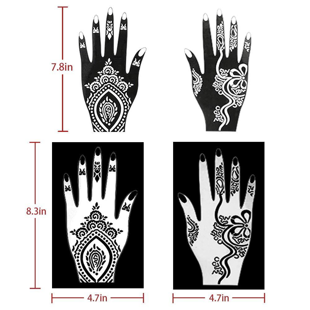 JOCXZI Temporary Tattoos Henna Stencil Set, Henna Stencils Glitter, Black  Tattoo Stencils, Indian Arabic Hands Hand Tattoo Temple Sticker for Women  Fingers (12 Sheets) : Amazon.de: Beauty