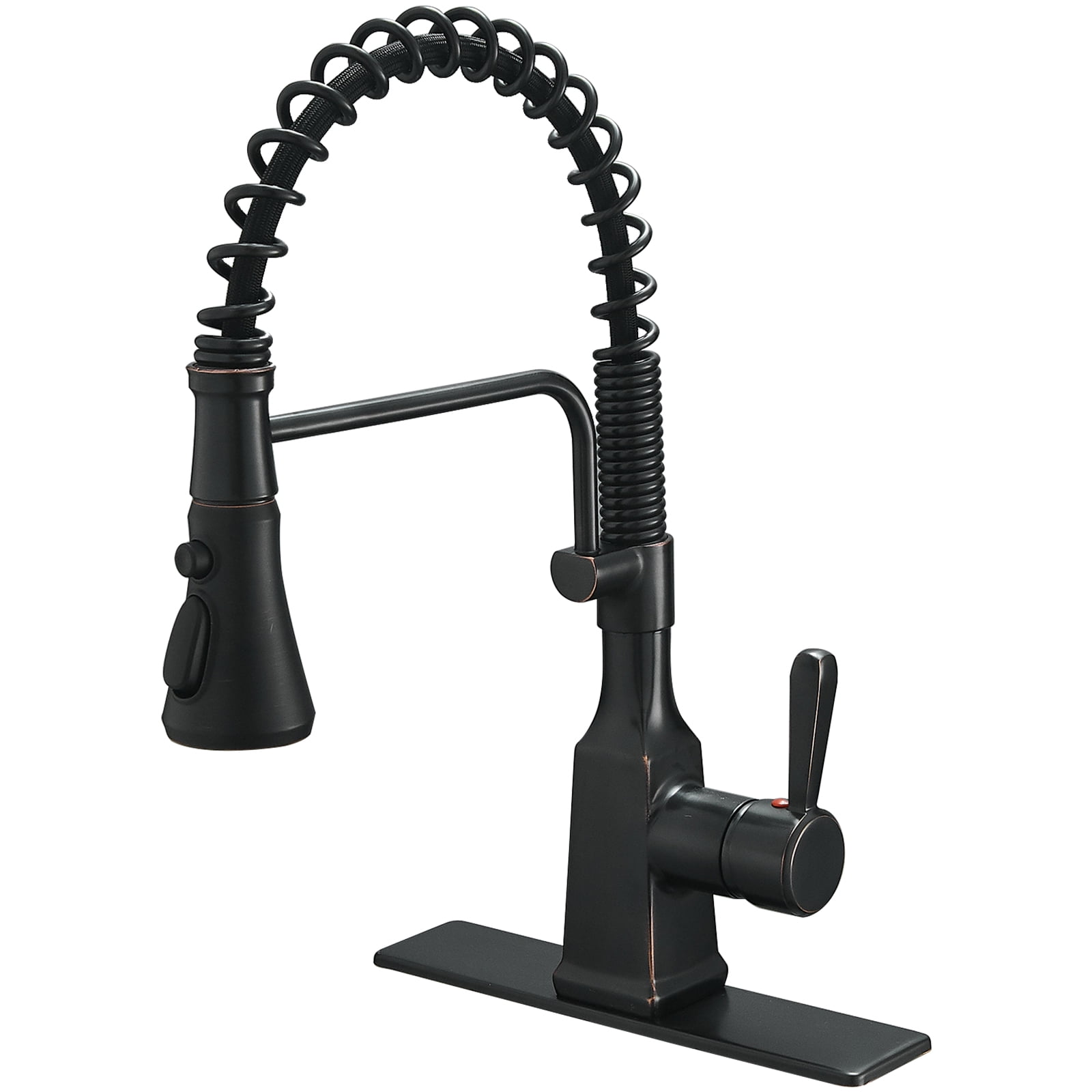 BWE Kitchen Faucet Oil Rubbed Bronze with Pull Out Sprayer Spring 3 Spray Modes Farmhouse Single Handle Singe Lever Gooseneck High Arc Kitchen Sink ...