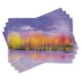 thumbnail image 1 of Ambesonne Autumn Place Mats Set of 4, Fall Season Trees River, Standard Size, Lavender Yellow, 1 of 6