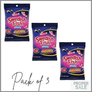 SWEDISH FISH Mini Glow Ups Strawberry-Watermelon Soft & Chewy Candy, 6.7 oz ( pack of 3 )