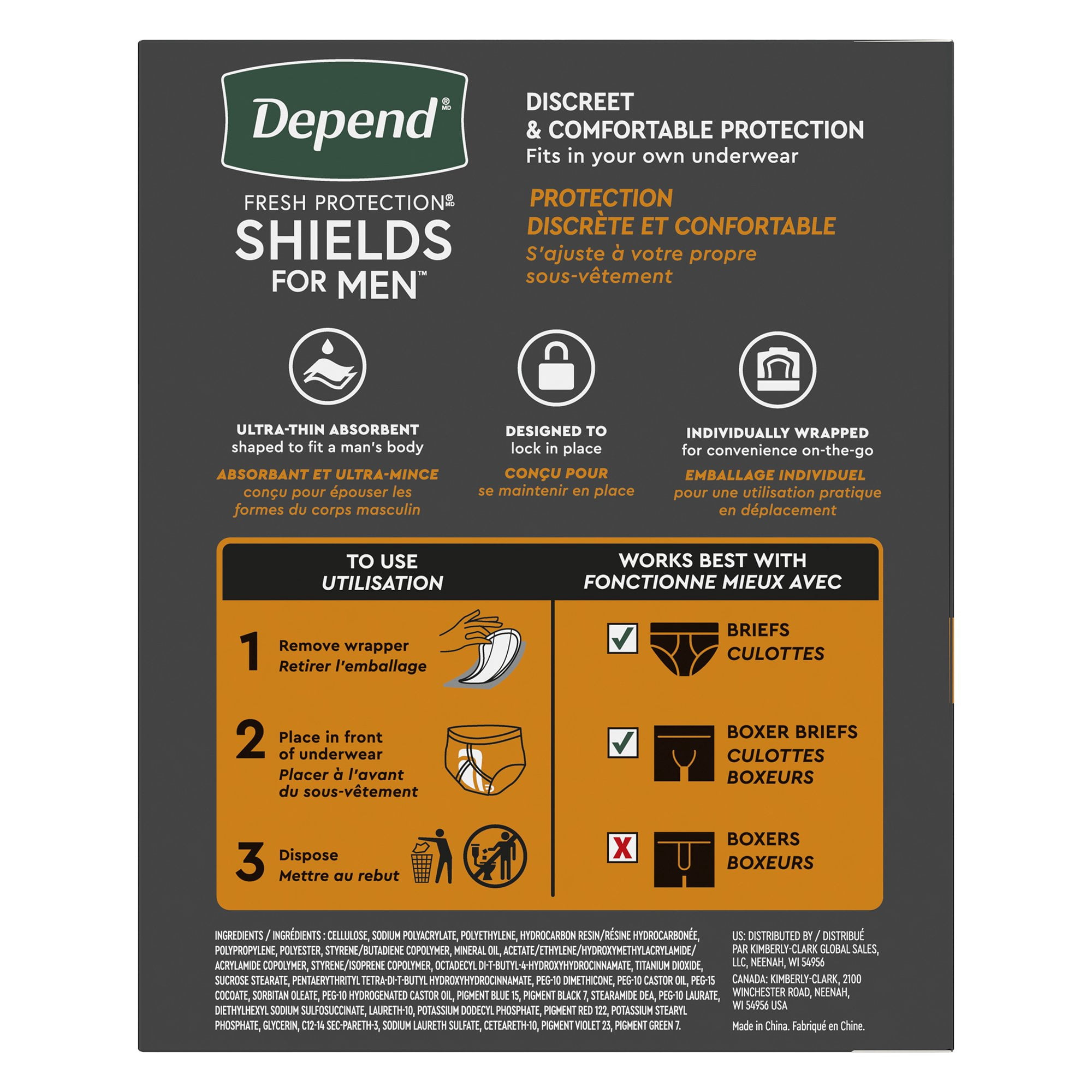 Depend Guards for Men Male Incontinent Pad Cup-Like Shape