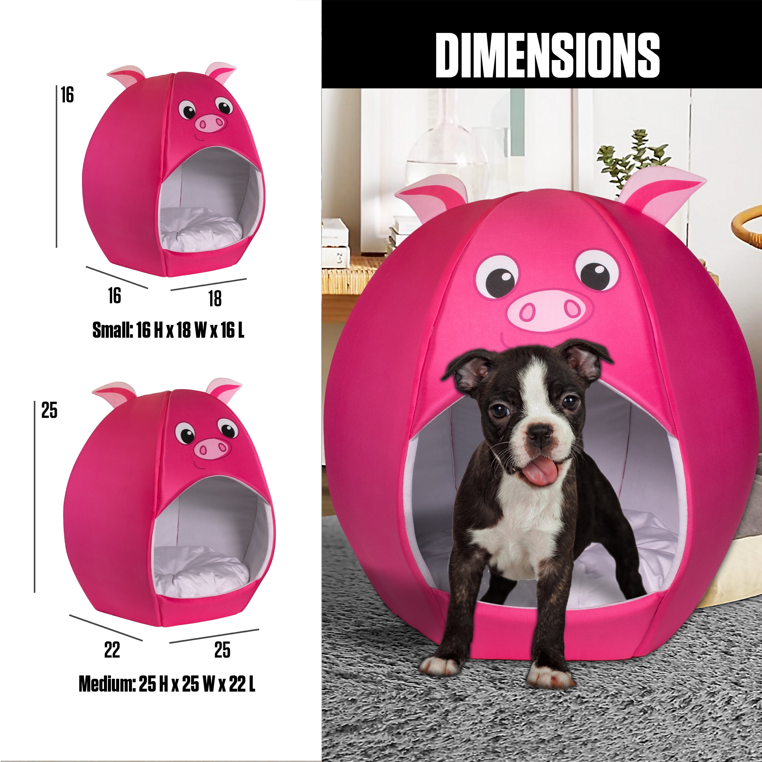 Maccabi Art Pig- Igloo Pet Bed for Dogs, Cats - Medium