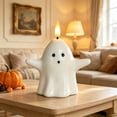 thumbnail image 3 of Halloween Ghost Lantern with Remote Control, Resin Flameless Ghost Candle with Flickering Warm LED, Tabletop Decor for Mantel Shelf Party Home, 3 of 5