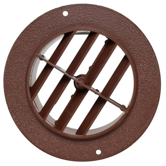 Valterra Heating/Cooling Register A10-3337VP Heating/Cooling Register; Round; 4 Inch Diameter Vent Hole/5-1/2 Inch Outside Diameter Flange; With Damper; Brown; Plastic; WIth Installation Hardware