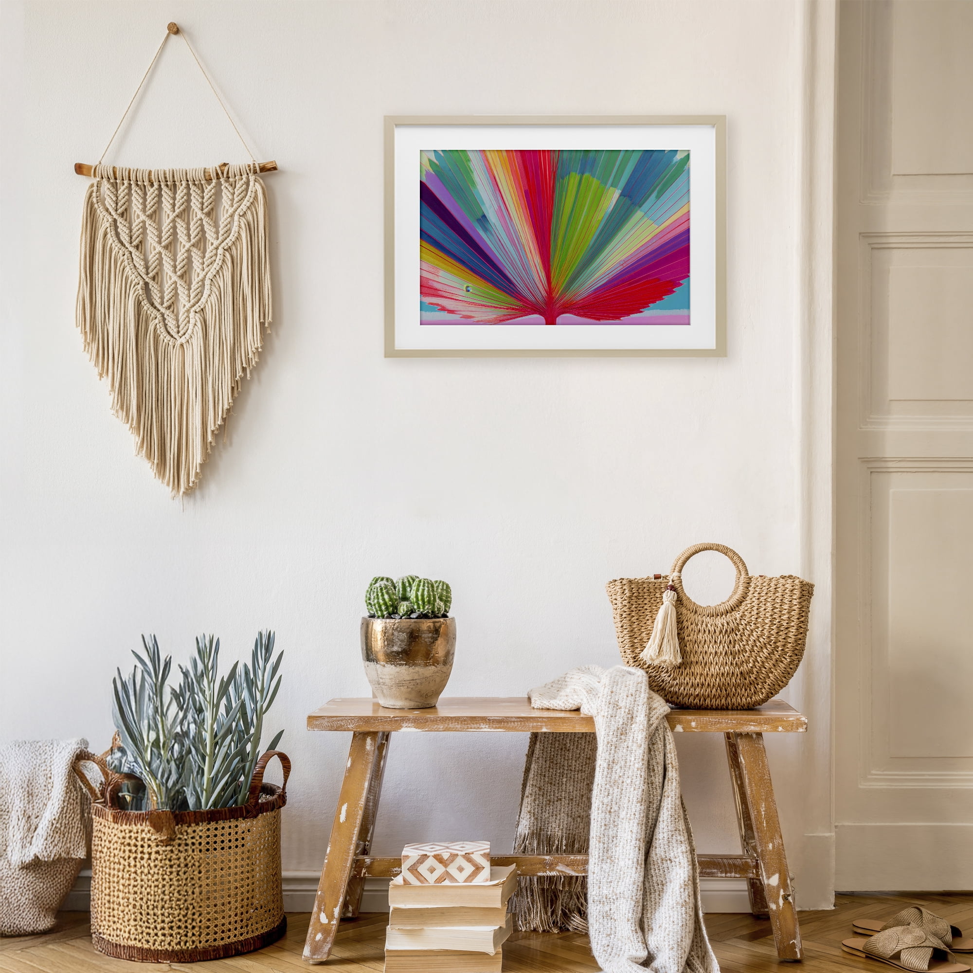 Stupell Industries Palm Fan In Spectrum Birch Framed Print Under Glass, design by Chromatic Storm Studio