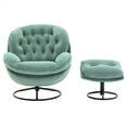thumbnail image 4 of Velvet Swivel Accent Chair with Ottoman, Modern Chaise Lounge Chair with Metal Frame and Footstool, Comfy Armchair Reading Chair for Living Room Bedroom Office,Teal, 4 of 7