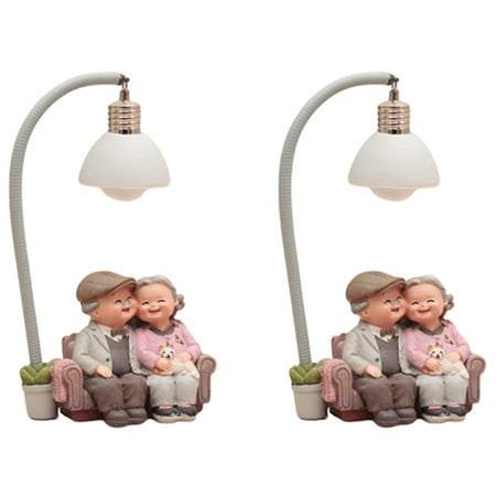 

2X Couple Night Light Ornaments Wedding Anniversary Gift Home Decor Resin Ornament B