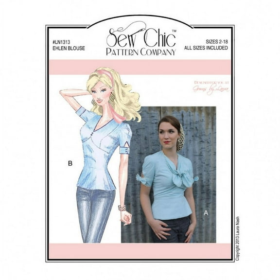 Sew Chic Sewing Pattern Ehlen Blouse Women Sizes 2-18 Tops, Vintage Style