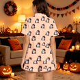 thumbnail image 2 of Soft Smooth Milk Silk Halloween Pajamas for Women Adorable Pumpkin Ghost Graphic Lapel Short Sleeve Two Piece Set Loose Casual Shorts Loungewear All Season Nightwear, 2 of 6