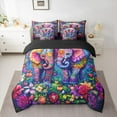 thumbnail image 2 of Castle Fairy Boys Girls Abstract Animal Elephants Twin Bedding Sets 7-Piece,Bohemian Hippie Flowers Bedding Comforter Set Microfiber,Exotic Style Damask Breathable Sheet Sets,Super Cozy Room Decor, 2 of 8