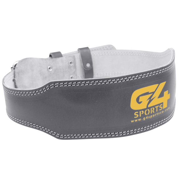 G4 Vision Genuine Leather Adjustable Weightlifting Belt 4 Gym Fitness Bodybuilding Powerlifting Deadlifting Thrusters Back Support Heavy Workout (Large, Gray)…