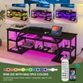 thumbnail image 6 of Uforic LED TV Stand for 70 Inch TV, Rustic Entertainment Center TV Console w/Power Outlets,Black, 6 of 9