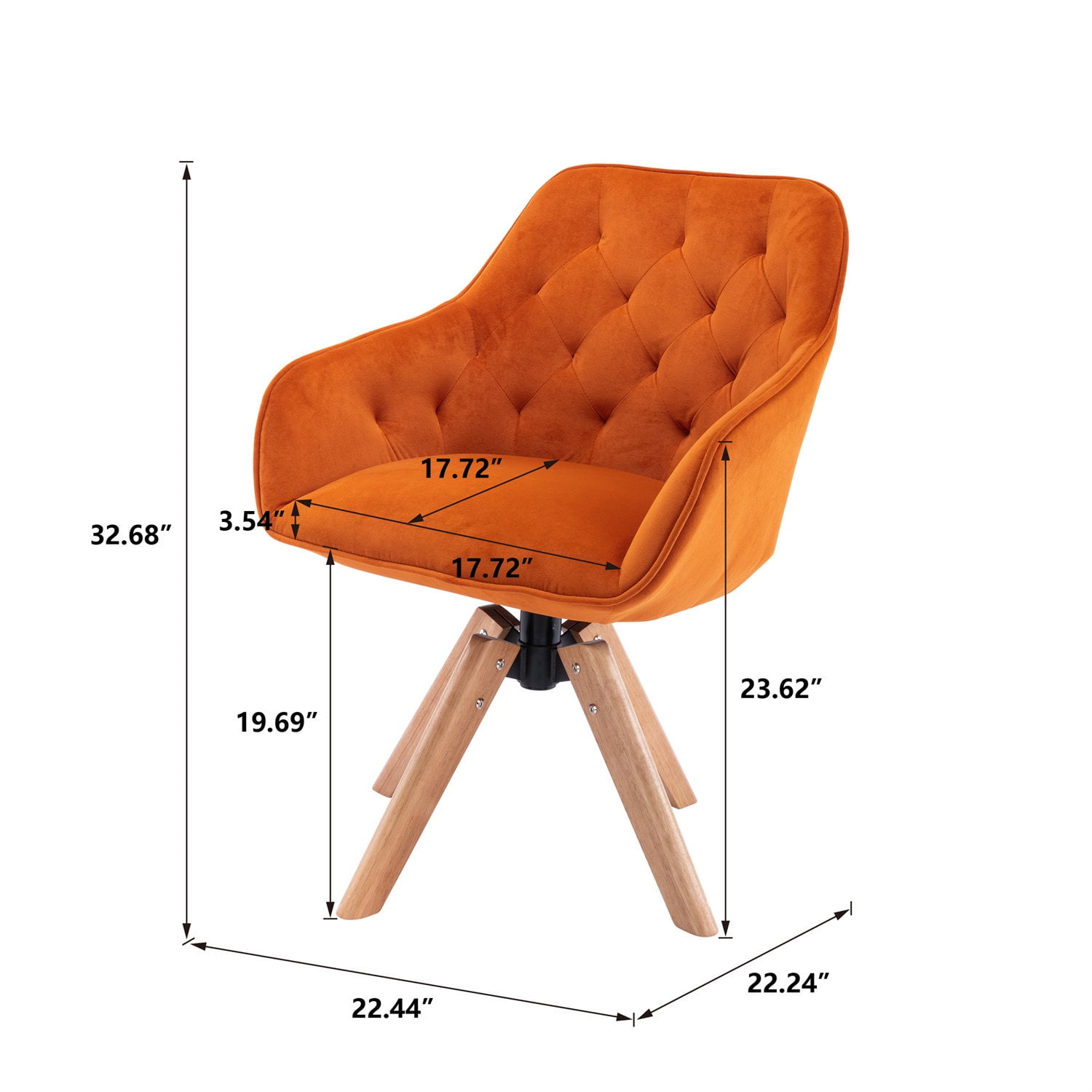  YOUTASTE Office Chair Modern Armless Desk Chair, Height  Adjustable Swivel Rocking Computer Task Chair, Faux Leather Sewing Chair  with Wheels, Stylish Lounge Vanity Chair, Orange : Home & Kitchen