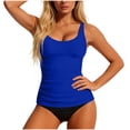 thumbnail image 1 of Conjunto de Bikini de Cintura Alta para Mujeres Traje de Baño Tankini de Correa de Color Sólido con Sujetadores Acolchados Extraíbles, Nylon + Spandex, Alto Corte Delgado, 1 of 5