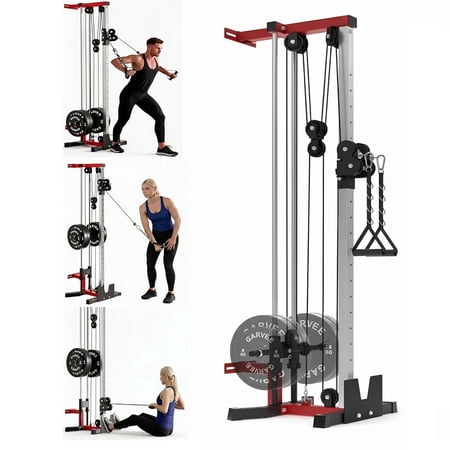 Memoryfield Wall Mount Cable Machine Dual Pulley Cable Crossover, 19 Positions, 400 lb Capacity, Home Gym Strength Training