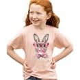 thumbnail image 3 of Cute Easter Bubble Gum Bunny Shirt for Youth and Toddler Girls Fun Glasses and Bow Rabbit Tee Peach Shirt Youth Small, 3 of 4