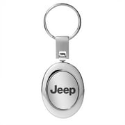 jeep chrome oval metal key chain keychain