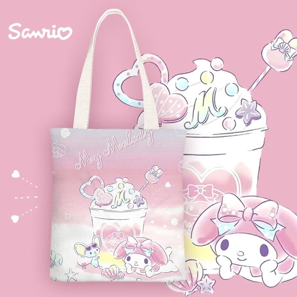 Sanrio-Bolso de hombro con estampado de Hello Kitty Kulomi My Melody para niñas, bandolera de lona impermeable con bolsillo interior con cremallera, nuevo