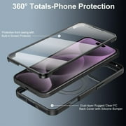 Shelltech Case for iPhone 16 Pro Max,360° Full Body Protective Built-in Screen Protector Compatible with MagSafe Case Ultra-Thin TPU+PC Shockproof Clear Back Cover for iPhone 16 Pro Max,Black