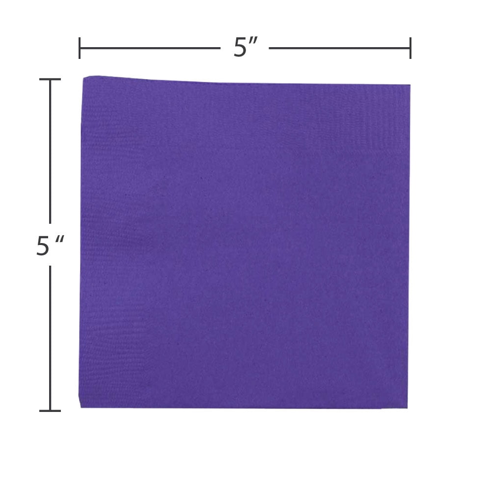 JAM Paper Small Beverage Napkins, 5 x 5, Purple, 40/Pack