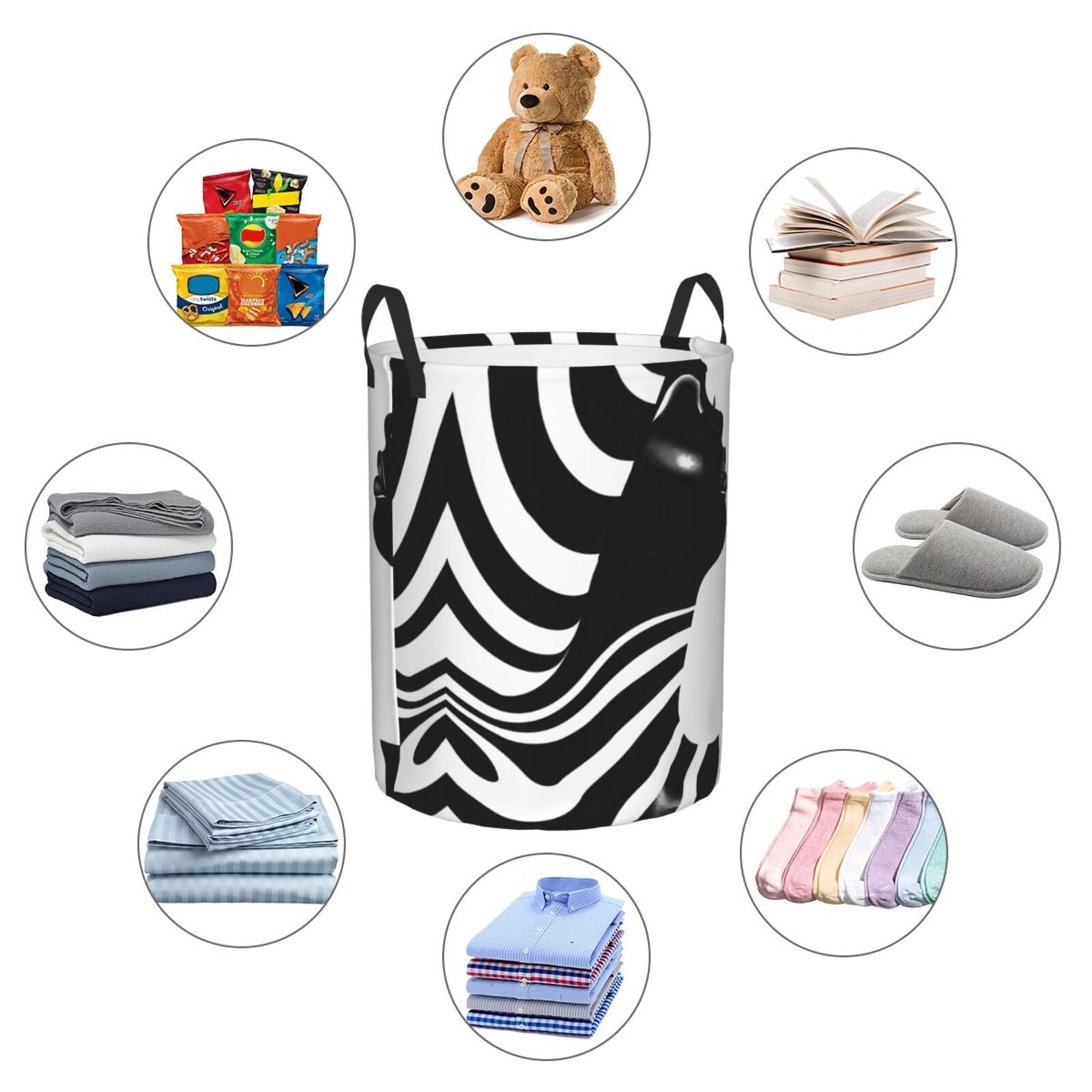 Large Laundry Basket with Handles - Abstract Monochrome Profile Kids Baby Dirty Clothes Laundry Hamper for Bedroom Aesthetic