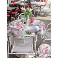 thumbnail image 4 of Outdoor Tablecloth with Umbrella Hole and Zipper, Pink Snowman Christmas Round Table Cloth 54 Inch Waterproof Tablecloth, Xmas Floral Tree Snowflake Picnic Table Cover for Patio Camping, 4 of 7