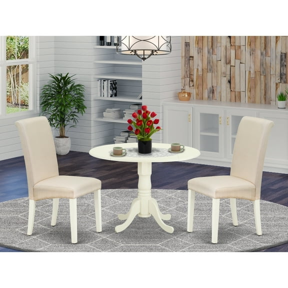 Round Dinette Set - 3 Piece Kitchen Table & Chair Set - Small Space Dining Room Table