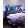thumbnail image 6 of Headboard with 3-Tier Storage Shelves, Velvet Upholstered Head Board with 2 Outlets, USB Ports & LED Light, Soft Backrest for King Size Bed Rustic Brown and Black BH19401B, 6 of 16