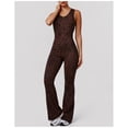 thumbnail image 4 of Top-kevin Women's Cheetah Print Work Out Sets Yoga Jumpsuit Criss Cross Sleeveless Workout Clothes Flared Pants Jumpsuits, 4 of 6