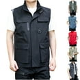 thumbnail image 5 of WREESH Mens Thin Cargo Vest Stand Collar Hidden Zipper Work Vest Quick Drying Outdoor Hiking Vests Travel Photography Vest Khaki A, 5 of 5
