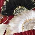 thumbnail image 4 of Black White Lace Embossed Flower Wedding Favors Folding Hand Fans Fan Tea Party Feather Fan, 4 of 6