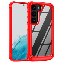 Decase for Samsung Galaxy S23 Support Wireless Charging Case,Military Grade Protection,Slim Rugged Shockproof Heavy Duty Anti-Scratch Drop Proof Transparent PC Back Cover Case,Red
