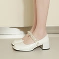 thumbnail image 7 of Lufly Small Fragrant Style Round-toe Pearl French Retro Mary Shoes For Women Flat Shallow Mouth Gentle Patent Leather Spring, 7 of 7