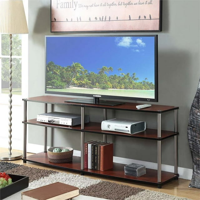 Pemberly Row 60" 3 Tier TV Stand in Cherry