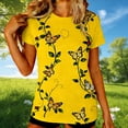 thumbnail image 3 of Craaazy Women's Casual Spring Summer Floral Printed Round Neck Short Sleeve Tops Gifts, 3 of 7