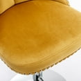 thumbnail image 3 of Counter Height Bar Stools from 25-33 Inch, Swivel Barstools with High Back, Button Tufted and Nailheads Trim, Velvet Upholstered Bar Chairs for Kitchen Dining Room (Gold with Silver Base,Set of 4), 3 of 9