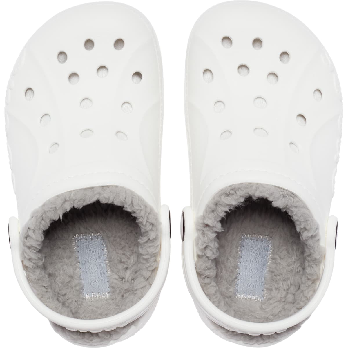 Crocs Kids Baya Lined Clogs, White/Light Grey, J2