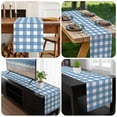 thumbnail image 6 of Blue White Plaid Table Runner 48 Inches Long, Gradient Geometric Buffalo Checkered Kitchen Coffee Dining Table Decoration for Home Party Birthday Wedding Home Decor 13x48 Inches, 6 of 8