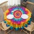 thumbnail image 3 of Colorful Rainbow Tie Dye Spiral Pattern Round Tablecloth 60"x60",Wrinkle Wipeable Table Cloth for Kitchen Dining Room Picnic Patio Party, 3 of 6