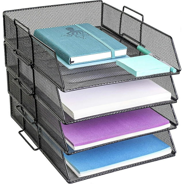 Document Organizer For Home Office, Stackable Letter Tray With Space Saving Design, Special Mesh Stackable Paper Tray For Letter/A4 Paper, Sturdy