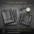 thumbnail image 7 of PixelForge Queen Satin Sheet Set, 4 Pieces, Dark Gray, Silky Satin Bed Sheets with 14" Deep Pocket, 2 Pillowcases, 7 of 7