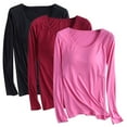 thumbnail image 1 of Pijama de manga larga para mujer, ropa de casa de color con almohadillas para el pecho, camiseta de manga larga, cómoda base para uso externo, pijama de modal de cuello redondo para mujer., 1 of 2