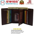 thumbnail image 2 of Swiss Marshall Men's RFID Blocking Premium Leather Classic Trifold Wallet Burgundy, 2 of 9