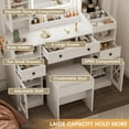 thumbnail image 4 of VEANERWOOD White Vanity Desk Set with Mirror, Makeup Desk with Charging Station & Visible Cabinet Cushioned Stool for Bedroom, 4 of 8